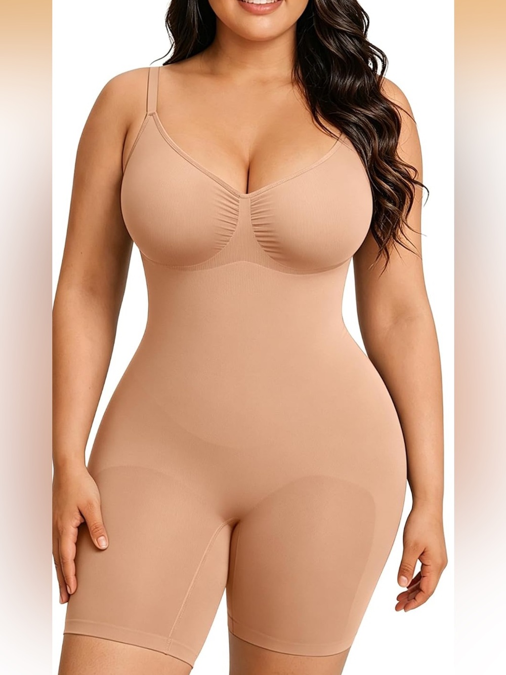 Full Coverage Nude Shaping Bodysuit with Adjustable Straps